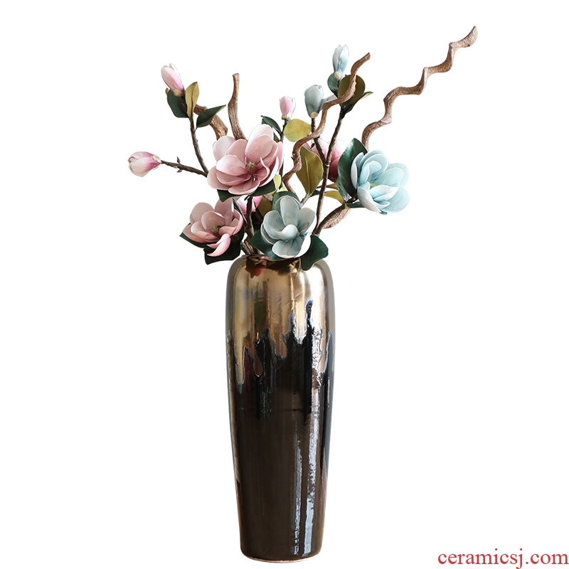 Modern light American european-style luxury ground dry flower vases, flower arrangement sitting room place landscape decorative porcelain vase