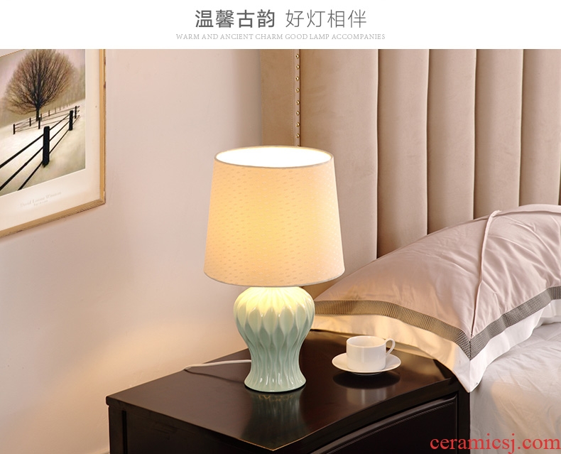 Contemporary and contracted ceramic desk lamp light warm luxury american-style desk lamp of bedroom the head of a bed creative adjustable light sitting room