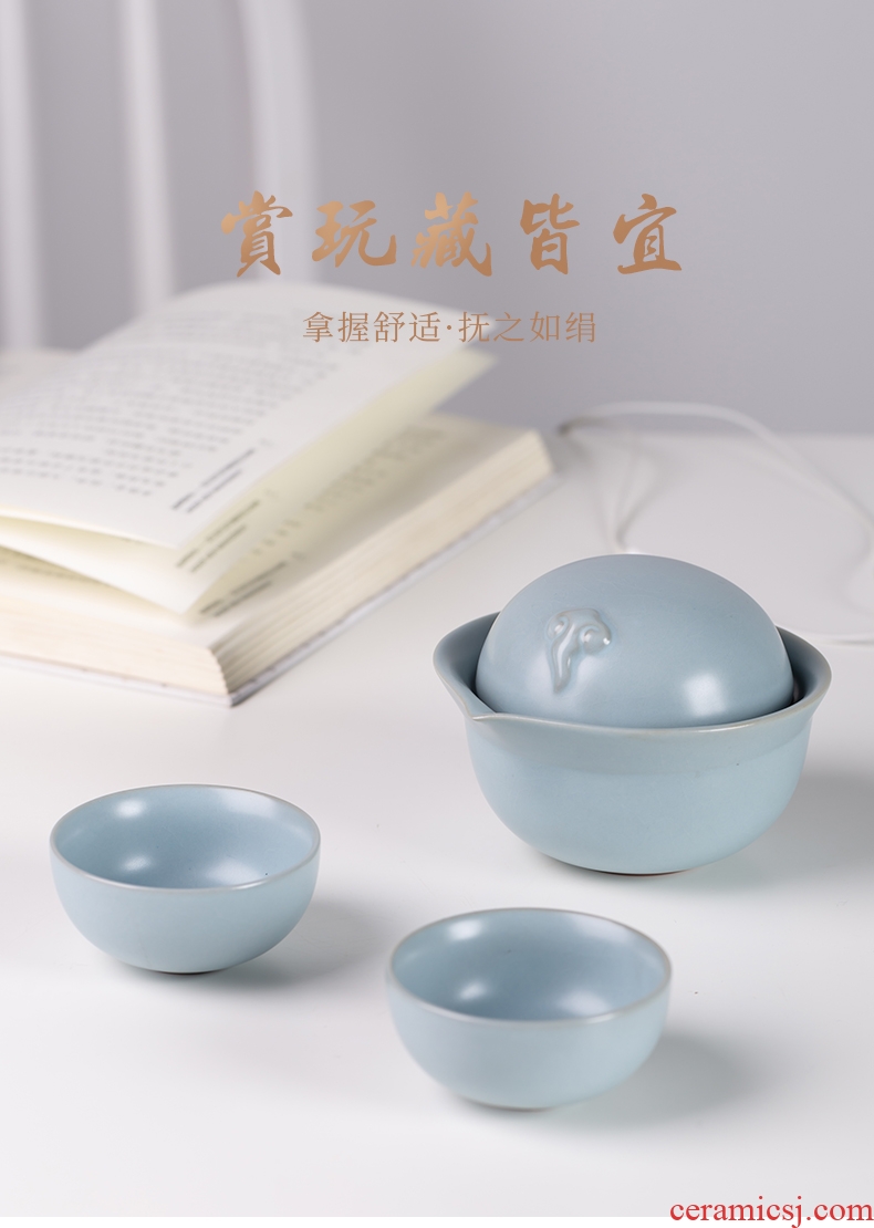 Your kiln crack cup a pot of 2 cup single portable travel hand grasp pot of jingdezhen ceramic kung fu tea set cup