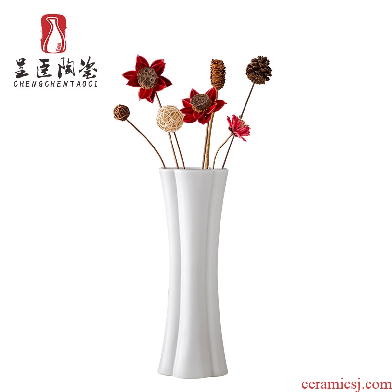Contemporary and contracted black ceramic vase zen hotel decoration dry flower vase furnishing articles sitting room white flower vase