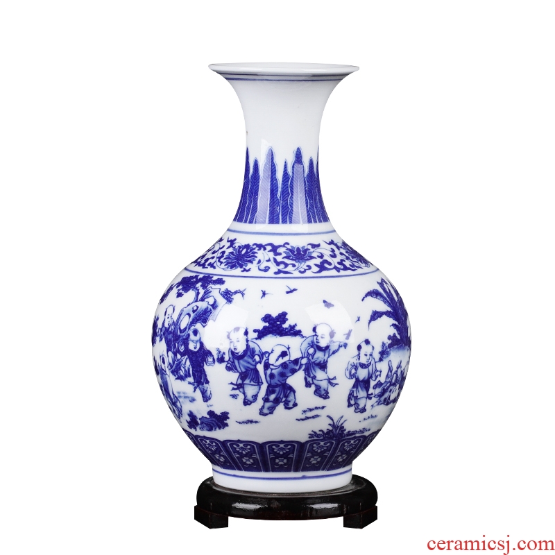 Jingdezhen ceramics vases, antique blue and white porcelain vase furnishing articles furnishing articles sitting room porch decorate household gift