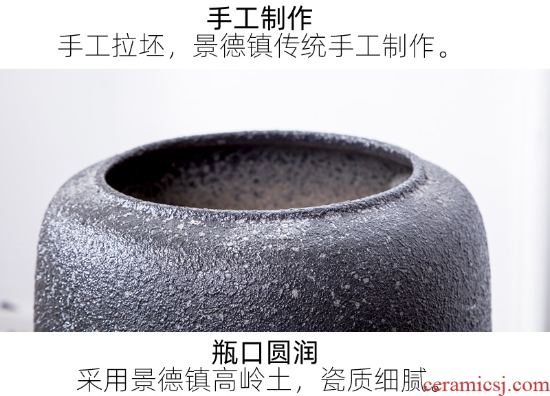 Jingdezhen ceramic big vase landed Nordic contemporary and contracted, dried flowers flower arrangement sitting room adornment is placed POTS restoring ancient ways