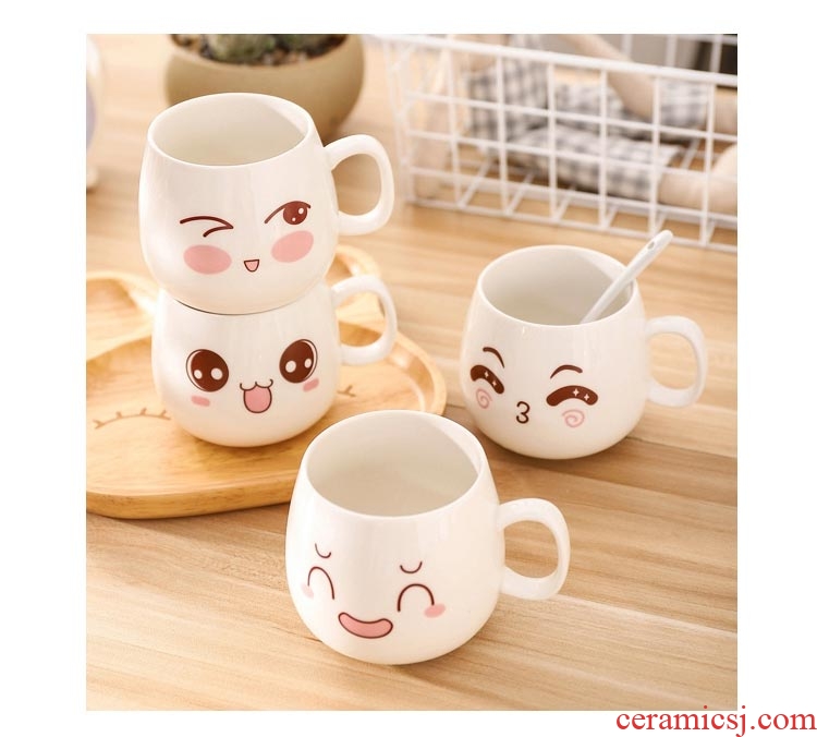 Creative personality with cover glass ceramic mug spoon tide lovers drink a cup of coffee cup men's and women's cup