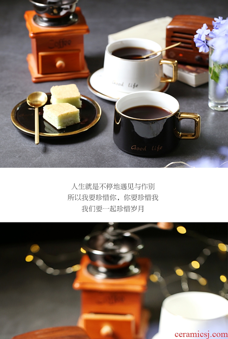 High-end luxury european-style phnom penh web celebrity ins coffee cups and saucers suit Nordic tea set ceramic creative couple cups