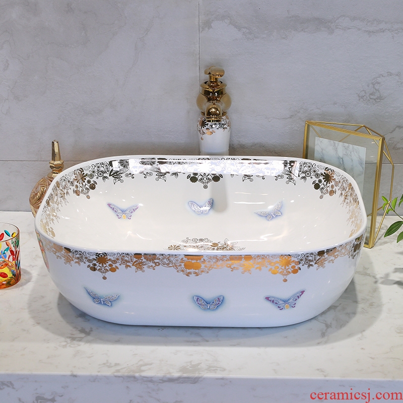 Million birds sanitary ceramic basin sinks art stage home European butterfly face basin sink