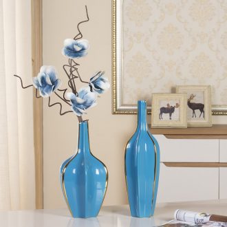 Jingdezhen ceramic blue vase Nordic furnishing articles European sitting room dry flower arranging flowers soft outfit decoration decoration TV ark