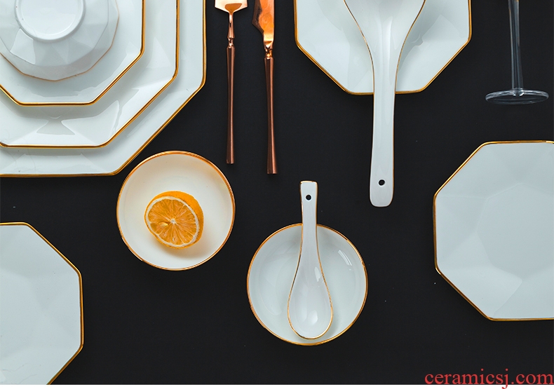 Nordic bone bowls disc suit white contracted jingdezhen ceramic tableware phnom penh octagon home dishes bulk