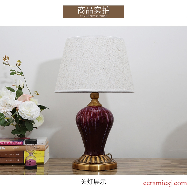 American bedroom living room home creative contemporary and contracted Europe type ceramic romantic marriage room adornment lamps and lanterns of the head of a bed