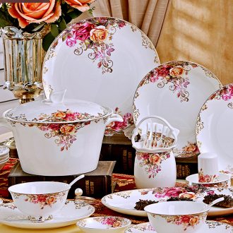 Bone China tableware suit dishes household portfolio european-style jingdezhen ceramic bowl chopsticks dish bowl sets Chinese gift box