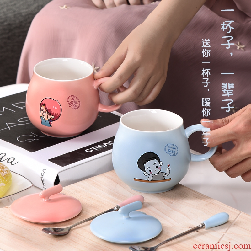 HaoFeng creative constant temperature heating glass ceramic mug with spoon cup mat couples to heat the milk cup coffee cup