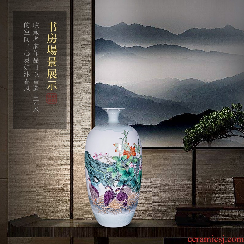 Jingdezhen ceramics hand-painted enamel vase furnishing articles flower arranging large sitting room be born home collection adornment