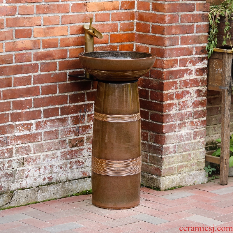 Pillar lavabo simple ceramic bathroom toilet balcony column basin art face basin to outdoor column on stage
