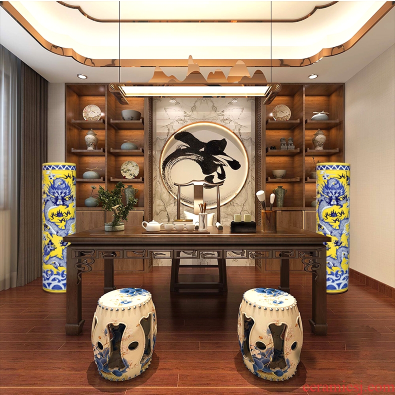 Jingdezhen of large vases, sitting room of Chinese style household decoration large three quiver hotel teahouse gift furnishing articles