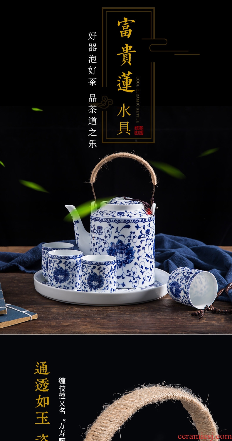 Jingdezhen ceramic teapot cool household girder kettle pot teapot high-capacity old large cold suit kettle