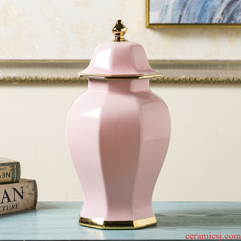 General European ceramic pot vase pink light the luxury of the sitting room porch POTS dry flower flower arranging flower, adornment is placed