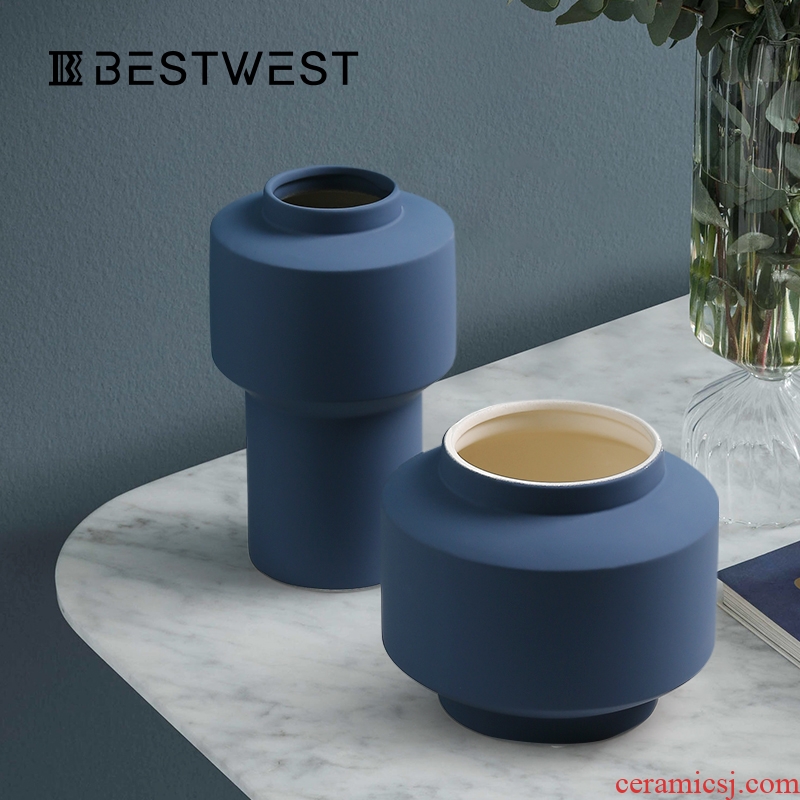 BEST WEST morandi color ceramic vase sample room contracted and contemporary soft adornment creative furnishing articles