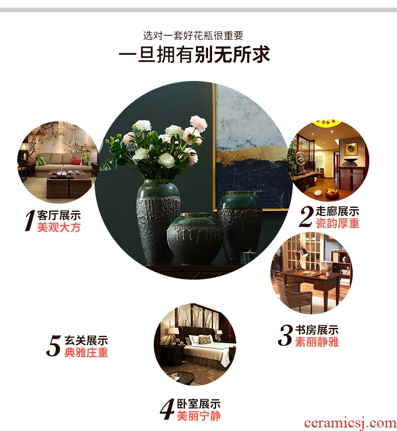 Lou qiao retro nostalgia coarse pottery vase dried flowers floral archaize sitting room household of Chinese style ceramic pottery house furnishing articles