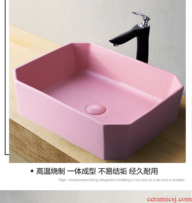 Pink stage basin square art of jingdezhen ceramic household lavatory toilet lavabo simple small bathroom