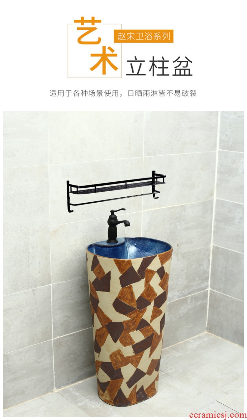Basin of jingdezhen domestic large conjoined ceramic column pillar lavabo courtyard balcony sink basin antifreeze