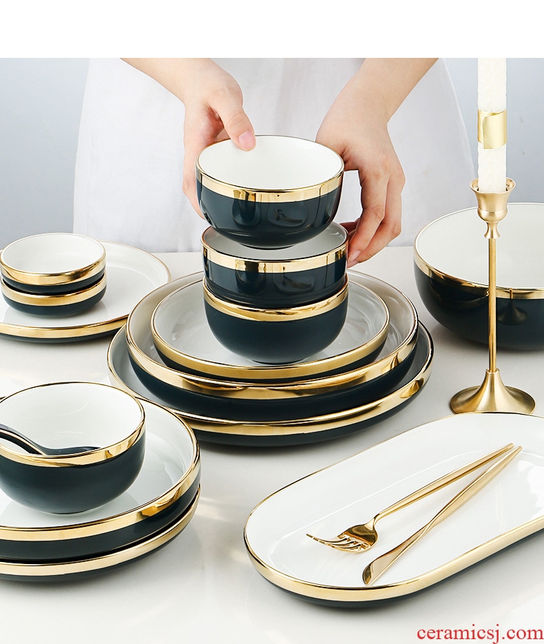 The Nordic phnom penh ceramic dish dish household creative plate web celebrity ins the wind light spirit luxury breakfast dinner plate seal