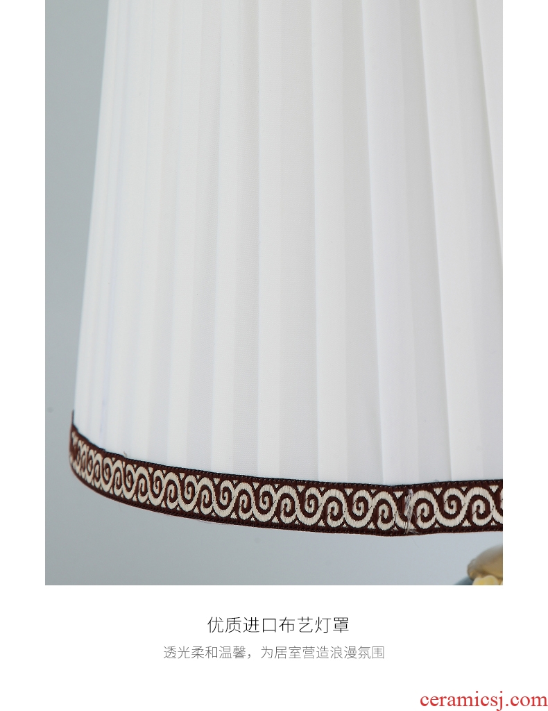 New Chinese style full copper enamel lamp sitting room lamps and lanterns of bedroom the head of a bed artical luxurious ceramic crystal lamp