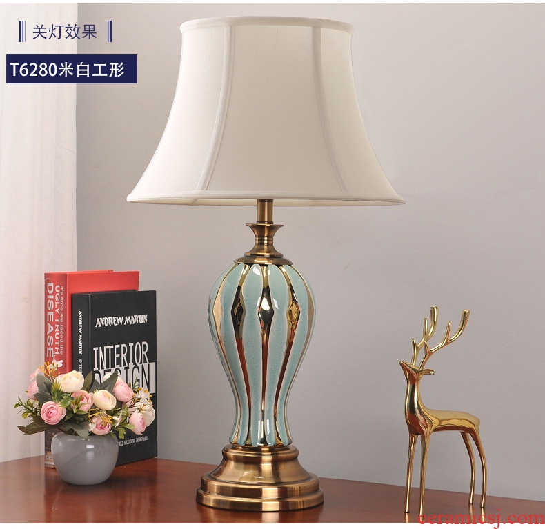 American bedroom lamp contracted individuality creative household berth lamp ceramic light luxury marriage room sitting room adornment lamps and lanterns