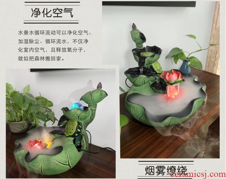 Dust heart ceramic cylinder at the front desk and fresh lotus gift fountain spray furnishing articles company contracted sitting room pool crystal ball