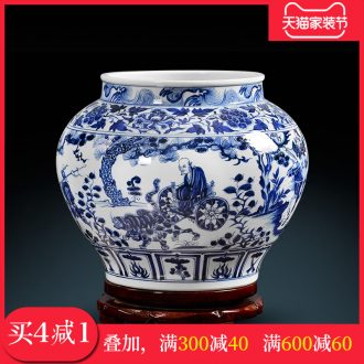 Jingdezhen ceramic vase hand-painted guiguzi down blue cans of calligraphy and painting collection cylinder home sitting room place process