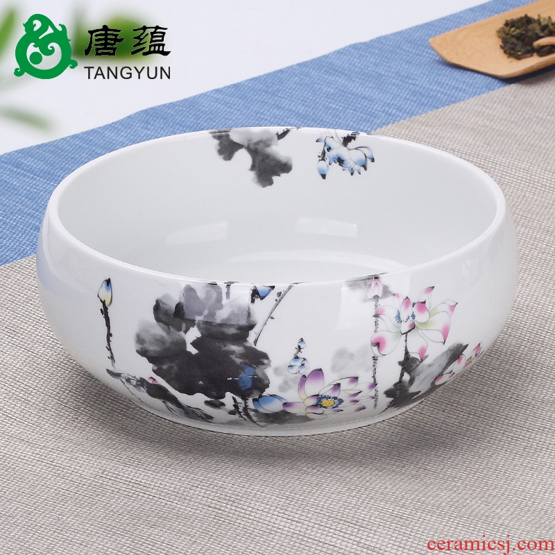 Tang accumulate large ceramic water to wash dishes hand-painted cup tea writing brush washer hydroponic flower pot kung fu tea tea accessories