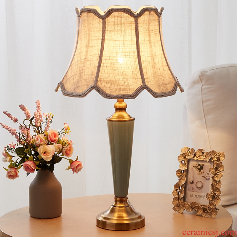 American fashion ceramic desk lamp warm creative living room european-style household adjustable Nordic ins bedroom berth lamp light