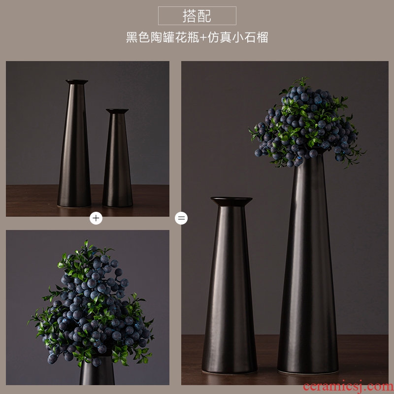 Jingdezhen ceramic vase simple retro black sitting room porch TV ark home furnishing articles new decorative vase