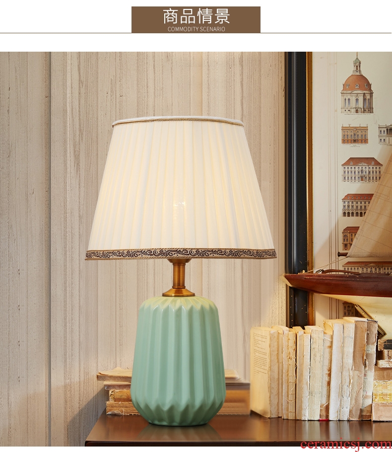 American bedroom living room home contemporary and contracted Europe type creative ceramic romantic marriage room adornment lamps and lanterns of the head of a bed