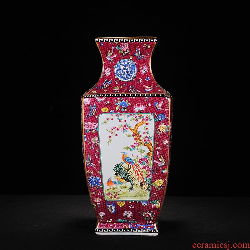 Jingdezhen ceramics high-grade imitation antique vase enamel powder enamel craft porcelain decorative furnishing articles