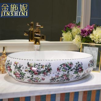 Gold cellnique rural wind on the lavatory ceramic lavabo sink basin of wash one's hands of art on the color