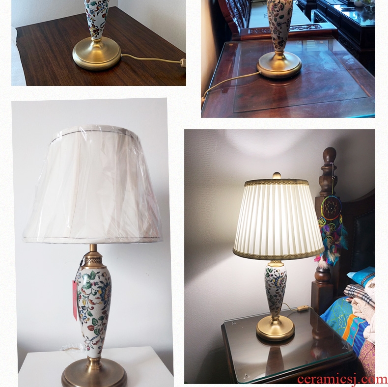 American ceramic desk lamp elegant rural art deco contemporary and contracted hand-painted all copper lamps and lanterns of the sitting room the bedroom of the head of a bed