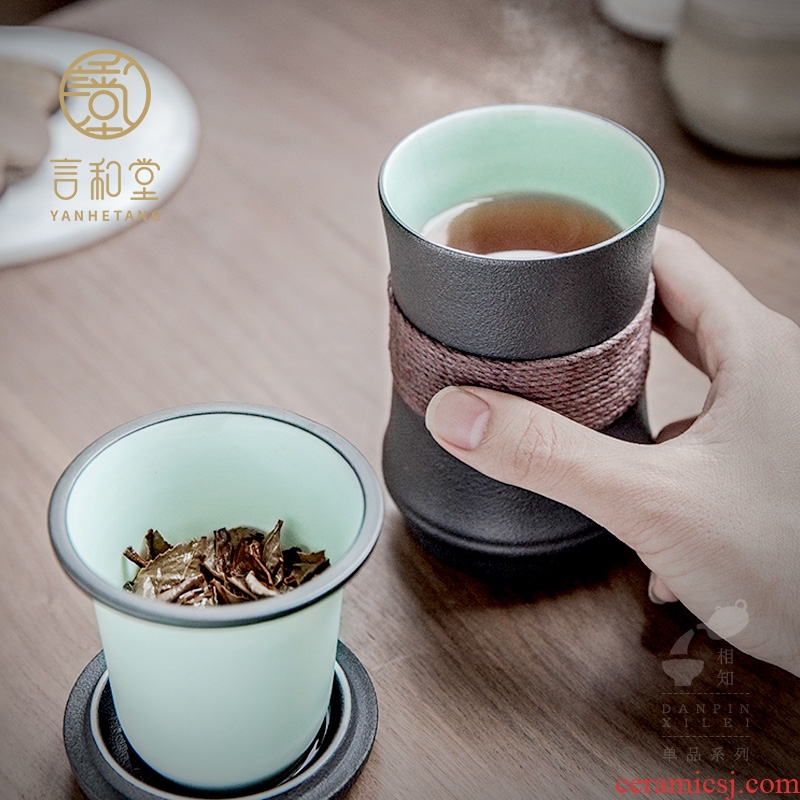 Ceramic tea cup with lid and hall office tea mugs filter custom cups of tea cups