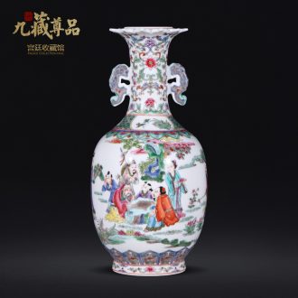 Nine Tibetan Buddha article learn shi figure character ears statue imitation qing qianlong hand-painted ceramic vases, jingdezhen Chinese style furnishing articles