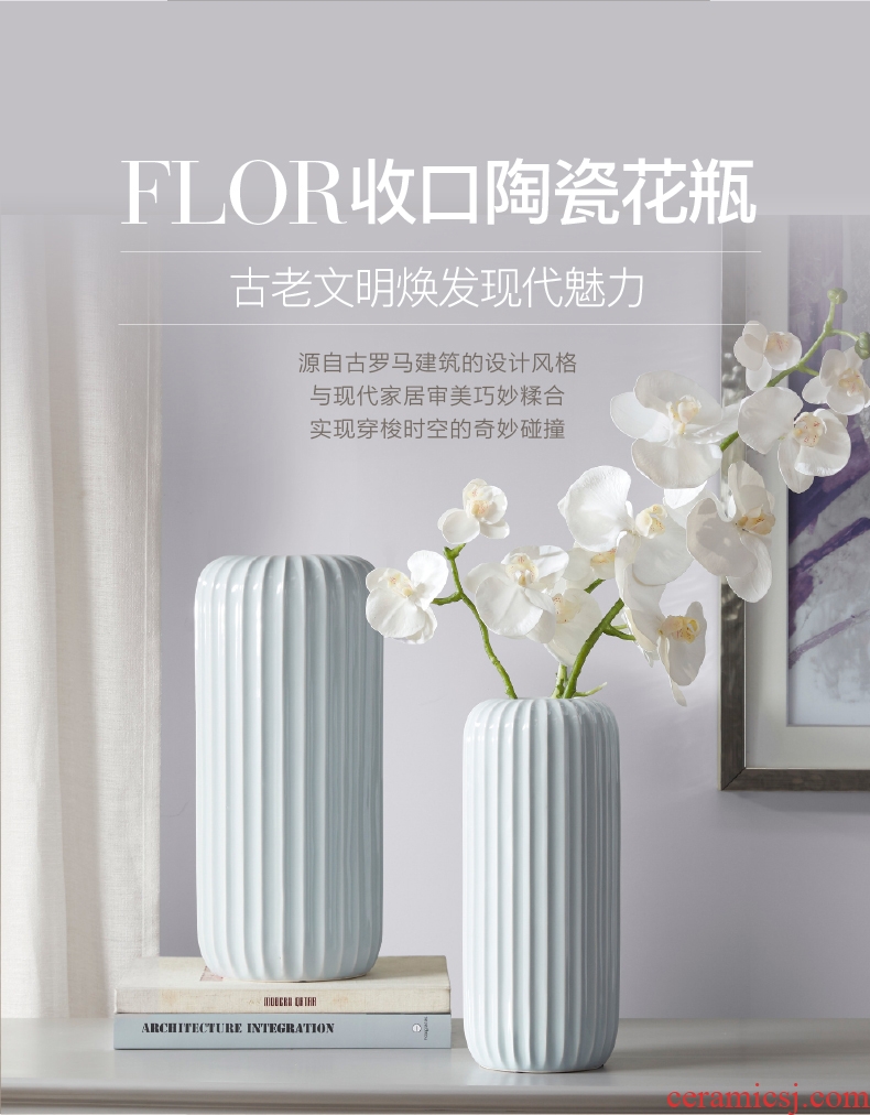 Harbor House, contracted and contemporary ceramic vase household act the role ofing is tasted the sitting room porch furnishing articles Flor dried flower decoration