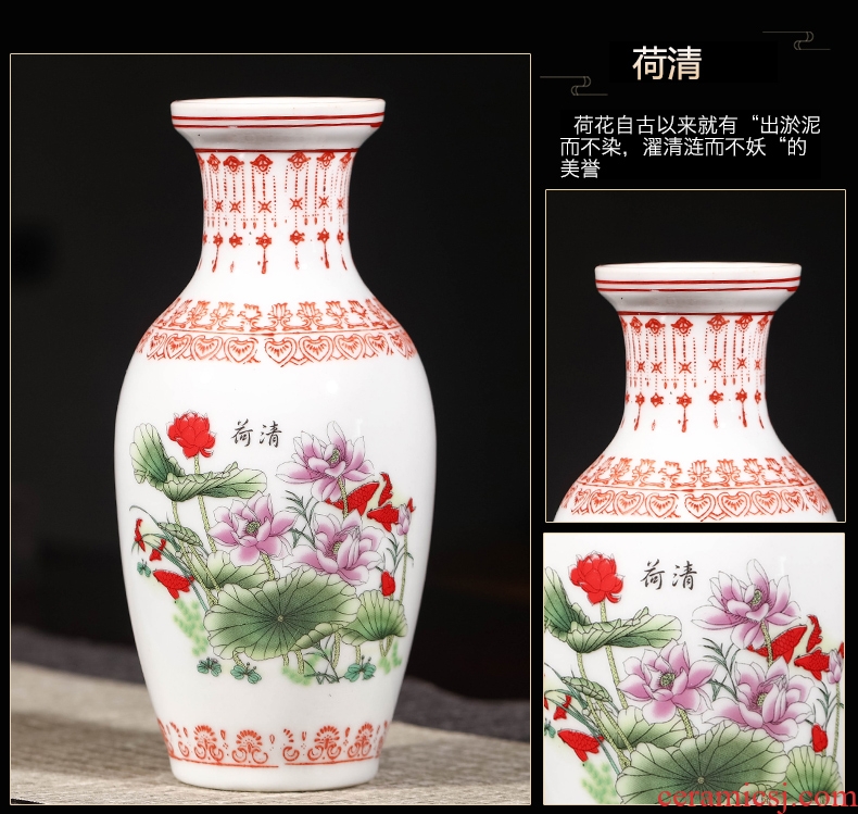 Jingdezhen ceramics flower arranging floret bottle of archaize enamel vase small household act the role ofing is tasted the sitting room TV ark furnishing articles