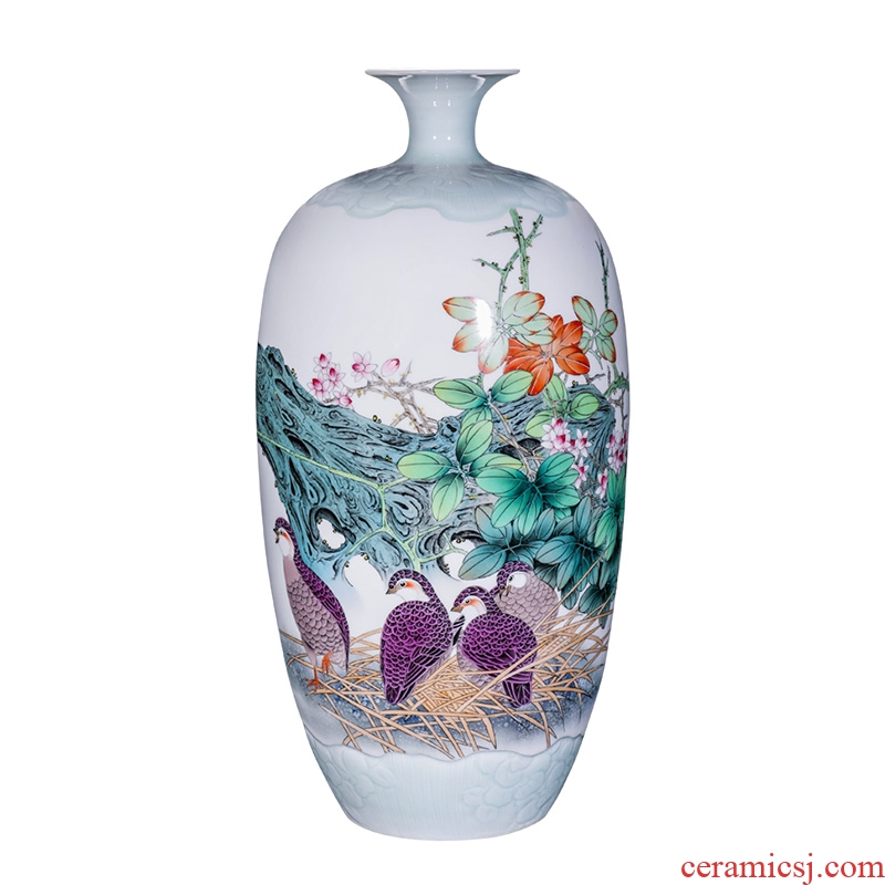 Jingdezhen ceramics hand-painted enamel vase furnishing articles flower arranging large sitting room be born home collection adornment