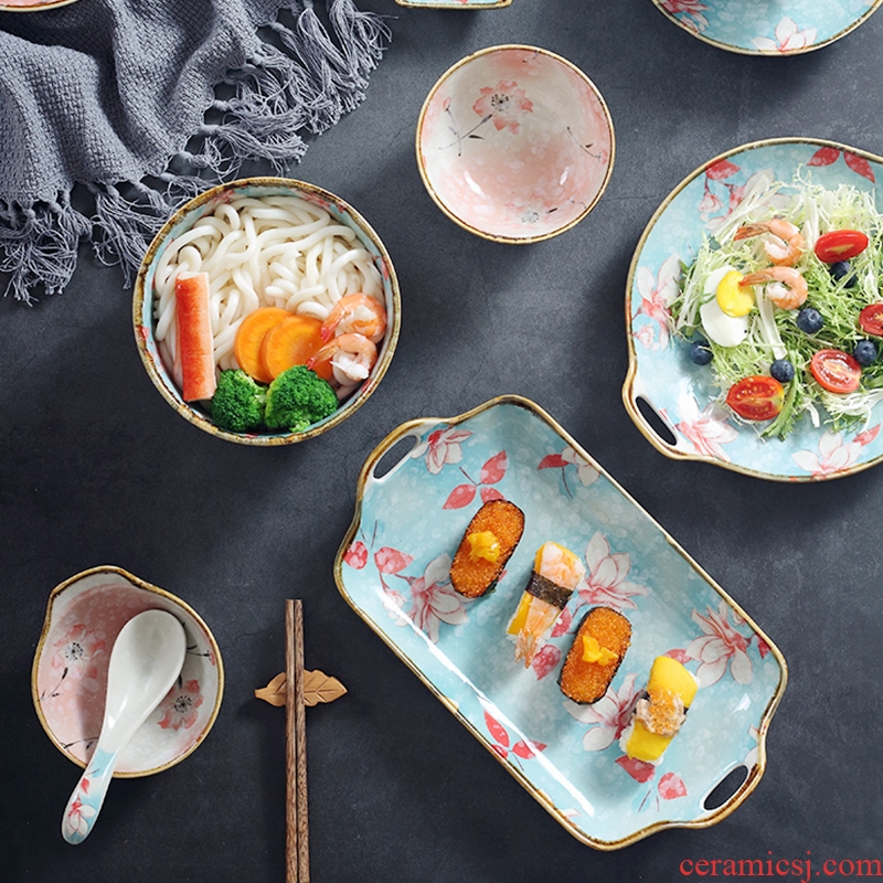 Eat rice bowl dishes suit Japanese household ceramics combination of jingdezhen porcelain noodles in soup bowl dish bowl chopsticks bone plate