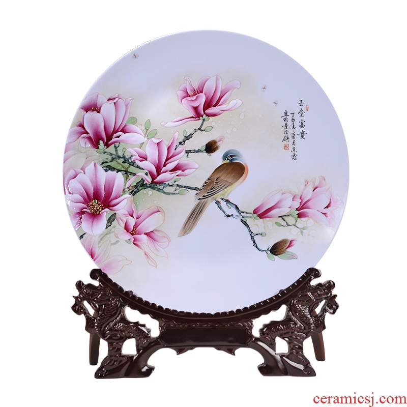 Jingdezhen chinaware decorative sit hang dish plate CV 18 prosperous home sitting room adornment desktop furnishing articles