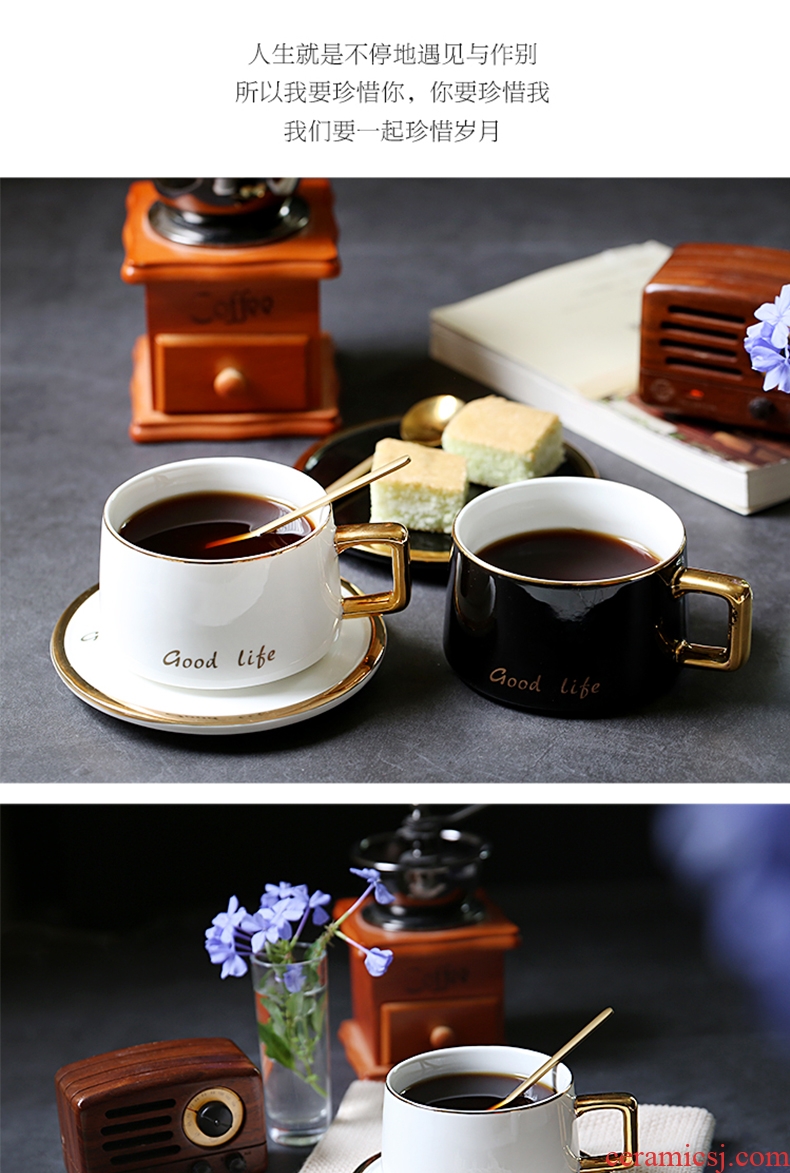 High-end luxury european-style phnom penh web celebrity ins coffee cups and saucers suit Nordic tea set ceramic creative couple cups