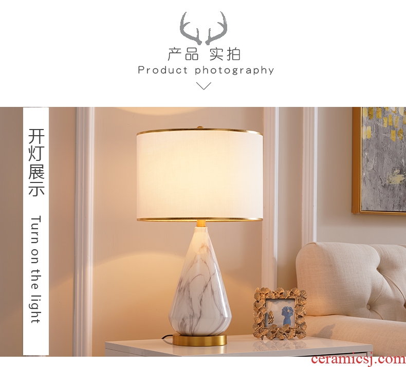 Ceramic lamp Nordic light luxury ins American contemporary and contracted creative personality designer sitting room bedroom berth lamp