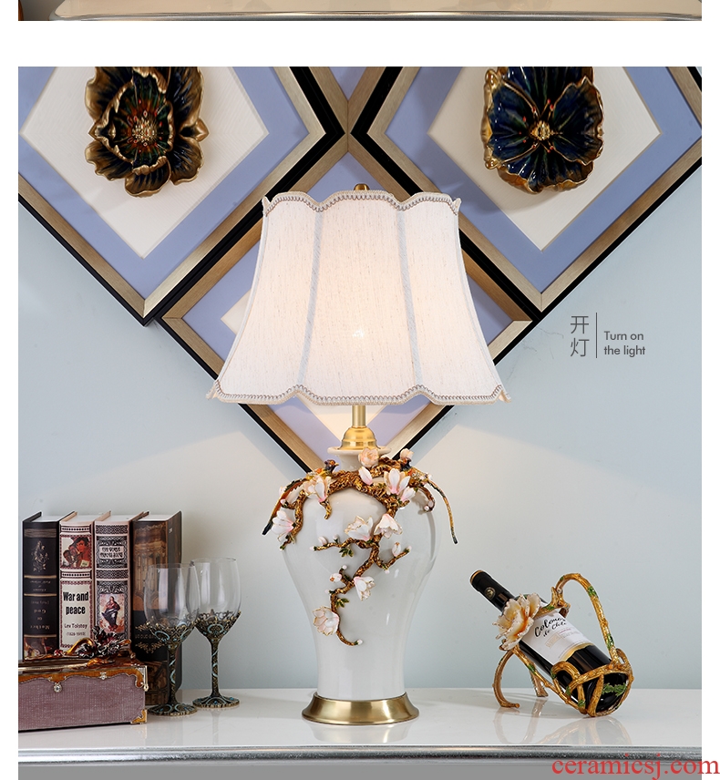 Cartel full copper ceramic desk lamp colored enamel European American luxurious sitting room high-end villa study of bedroom the head of a bed