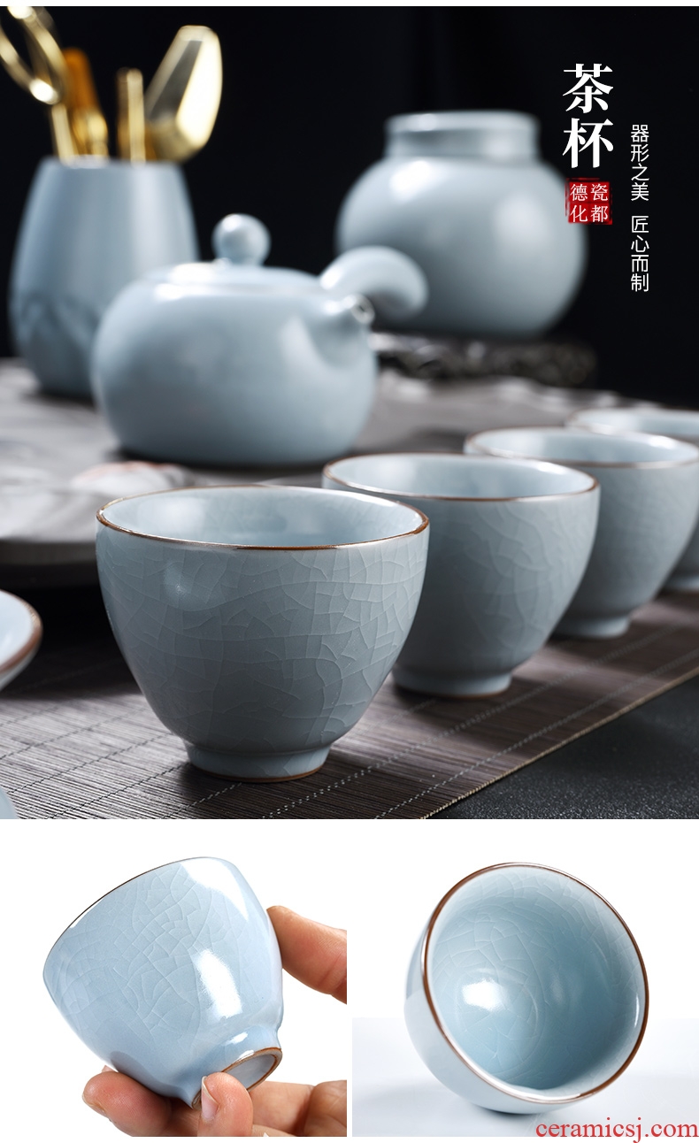 God your kiln porcelain household ceramics kung fu tea set suit Chinese porcelain contracted side teapot tea cups