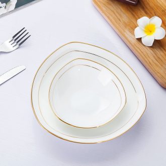 Jingdezhen porcelain household pure white bone porcelain paint triangle soup plate pasta FanPan salad vegetables dishes ceramic plate