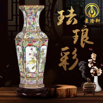 Jingdezhen ceramics vase imitation qianlong colored enamel vase retro flower arranging place Chinese style household ornaments