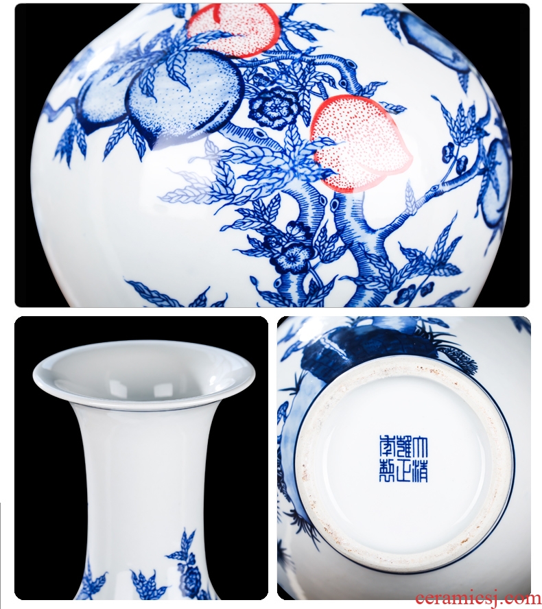 Jingdezhen ceramics by hand antique vase of blue and white porcelain vase household act the role ofing is tasted furnishing articles furnishing articles sitting room porch