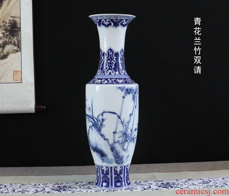 Be born blue and white porcelain vases, jingdezhen ceramics furnishing articles sitting room dry flower arranging flowers hand-painted decorative handicrafts